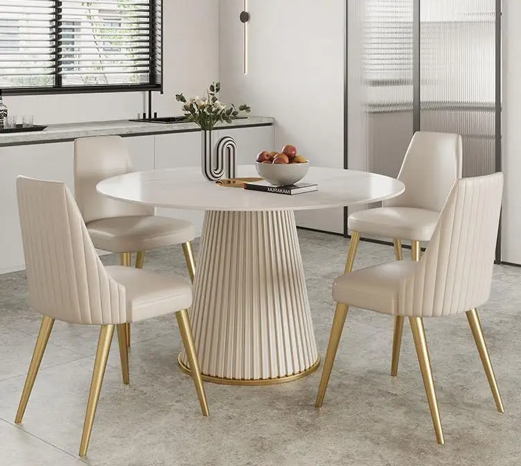 Contemporary Dining Room Furniture Cream Color Luxury Round Dining Table For Home Hotel Restaurant
