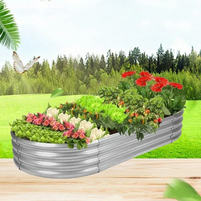 Распродажа, оцинкованная овальная металлическая садовая кровать, комплект для овощей/цветов/трав