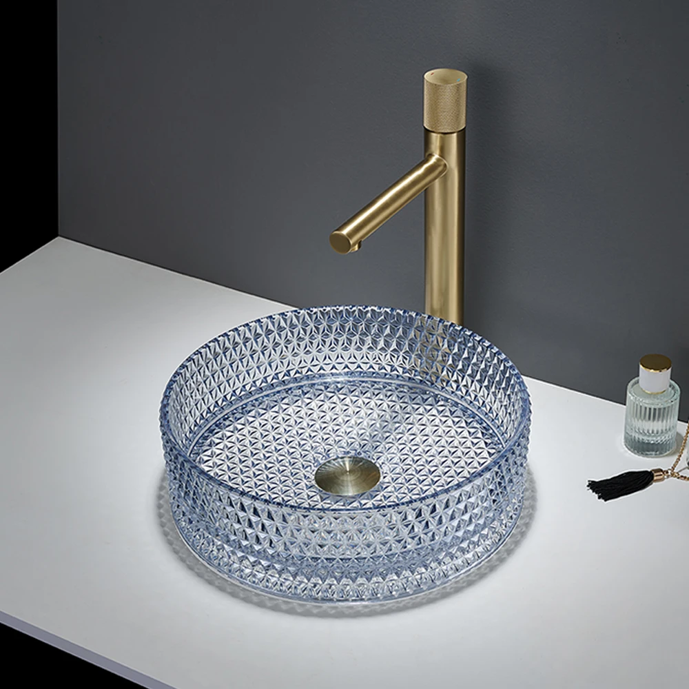 Pate Table Top Crystal Glass Basins Wash Bathroom Washbasin