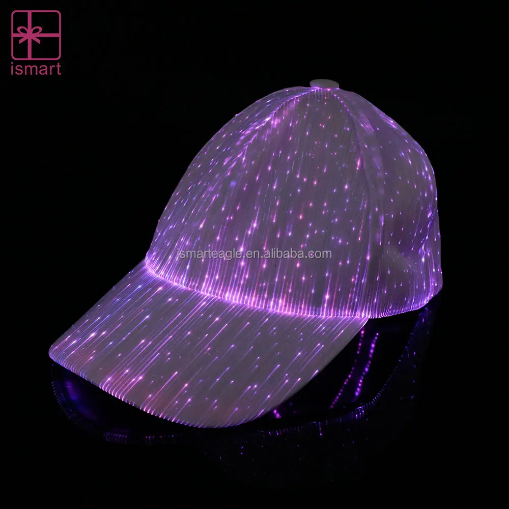 iSmart Party Rave Fashion LED Light Up Sport Hat Glowing Flashing Baseball Hat Luminous LED Fiber Optic Hip Hop Hat