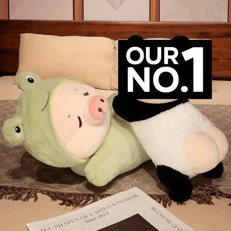 Kawaii Unisex Plush Pig Doll Cute Soft Stuffed Animal Bear with PP Cotton Filling Gift for Fun Transform into Panda Frog Kids