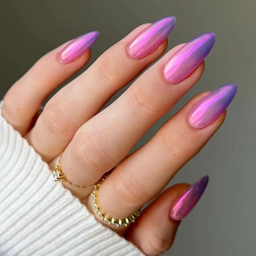 Nail Supplier Wholesale Price Designed Chrome  Oval Shape Salon Quality Faux OnglesPress On Nails