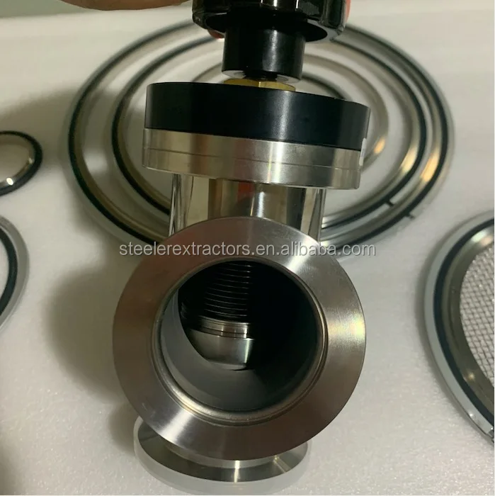 Stainless Steel KF vacuum flapper valve Circular cylinder Angle valve