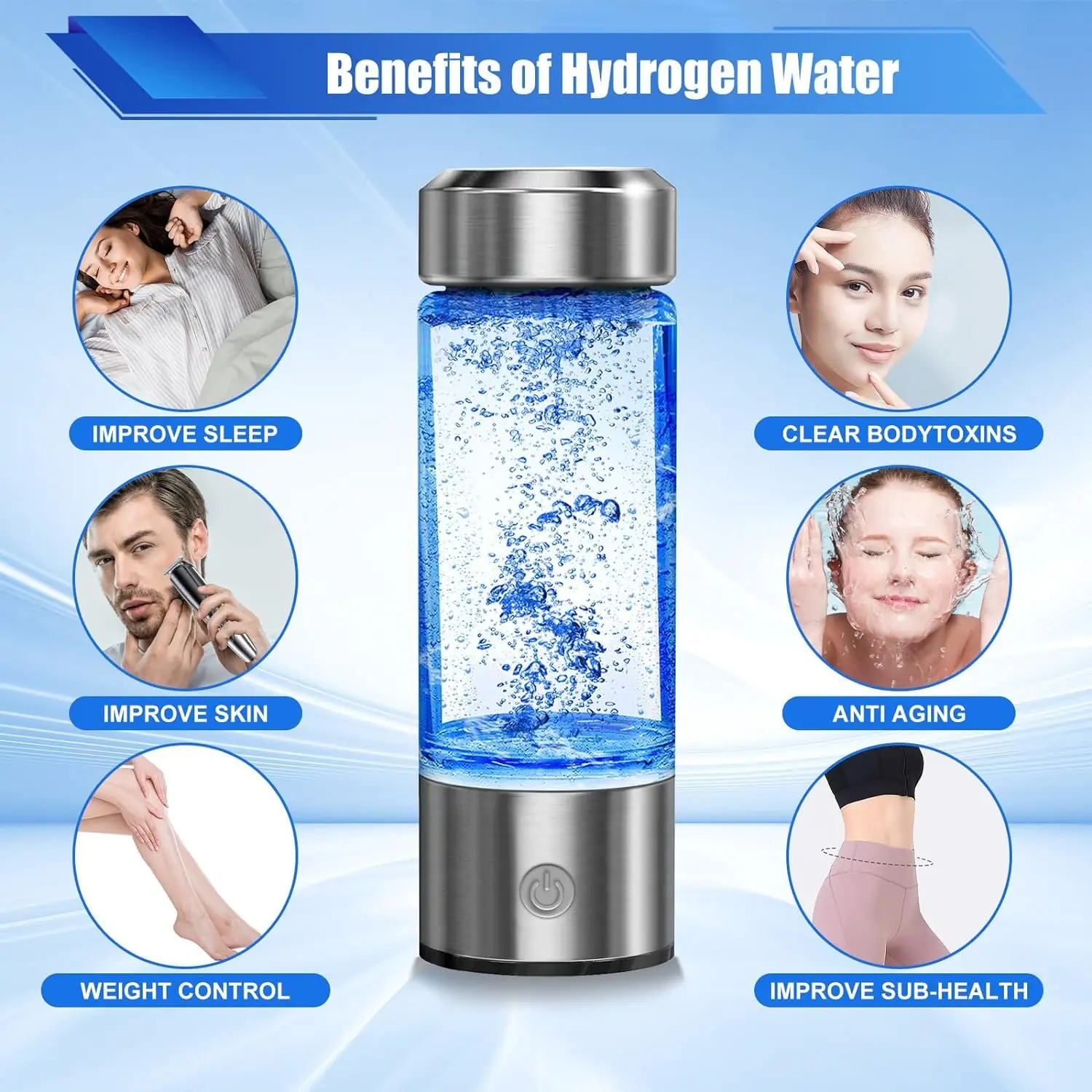Superior Materials Portable H2 Hydrogen Rich Water Ionizer Maker Cup Hydrogen Water Generator Bottle