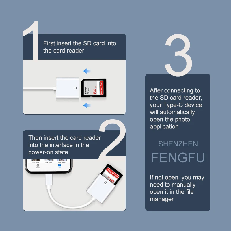 Memory Card Reader TF SD Dual Slot Type-C Multiple Interfaces for Mobile Phone Cell phone Tablet