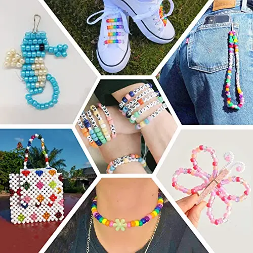 New Arrival 4000 Pcs Diy Jewelry Making Large Hole Pony Beads 6*9mm Flat Round Loose Rainbow Colors Pony Beads for Children