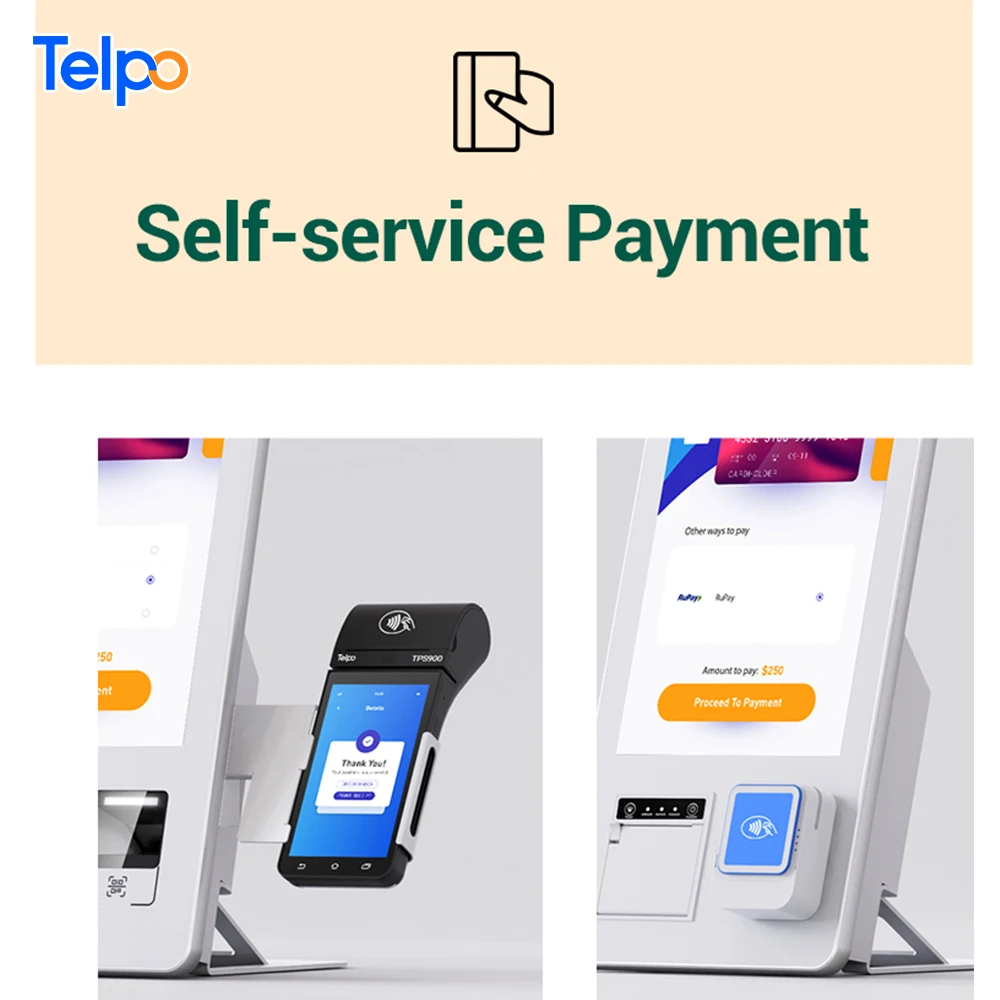 unattended android NFC card contactless electronic payment terminals for small businesses