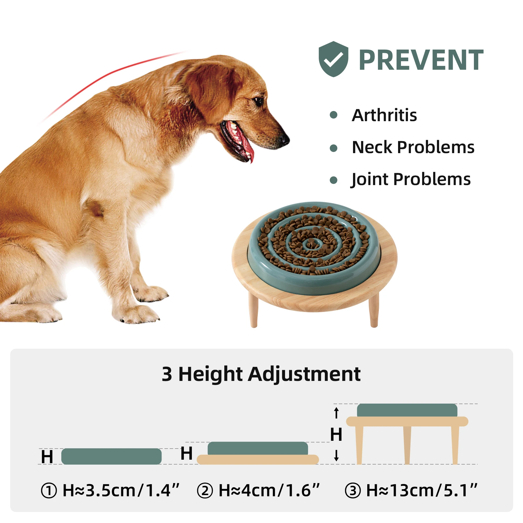 Slow Raised Ceramic Dog Bowl Elevated Food Dog Pot Non-Slip High Stand Pet Feeder For Medium Big Dog Plate Cross Border Supplier