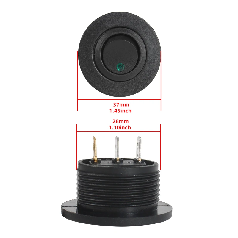 TYTXRV OEM High Quality RV Accessories Black Color Green Light 12V/24V Button Circular Light Switch