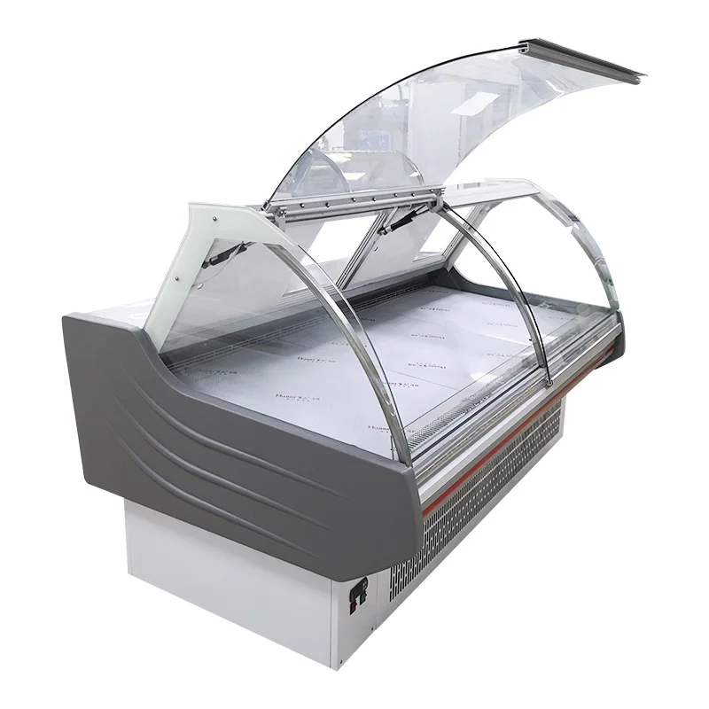 supermarket equipment big cooked food fresh meat display cabinet