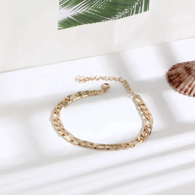 
Simple Stainless Steel Gold Anklet Designs Women Men Cuban Chain Anklet Foot Anklet Jewelry 