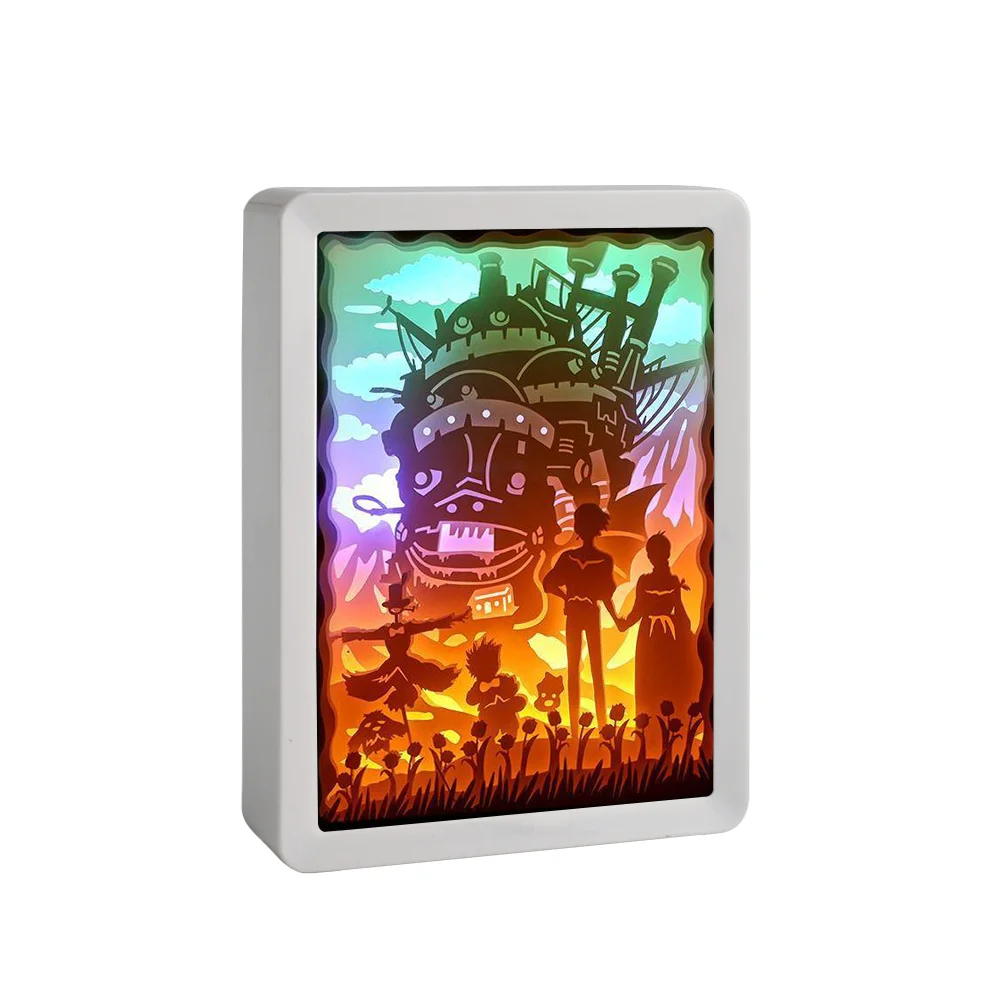 2025 лидер продаж оптовая продажа японская анимация подарки прикроватная фоторамка лампа Howl_s движущийся замок 3D-лампа для резьбы по бумаге