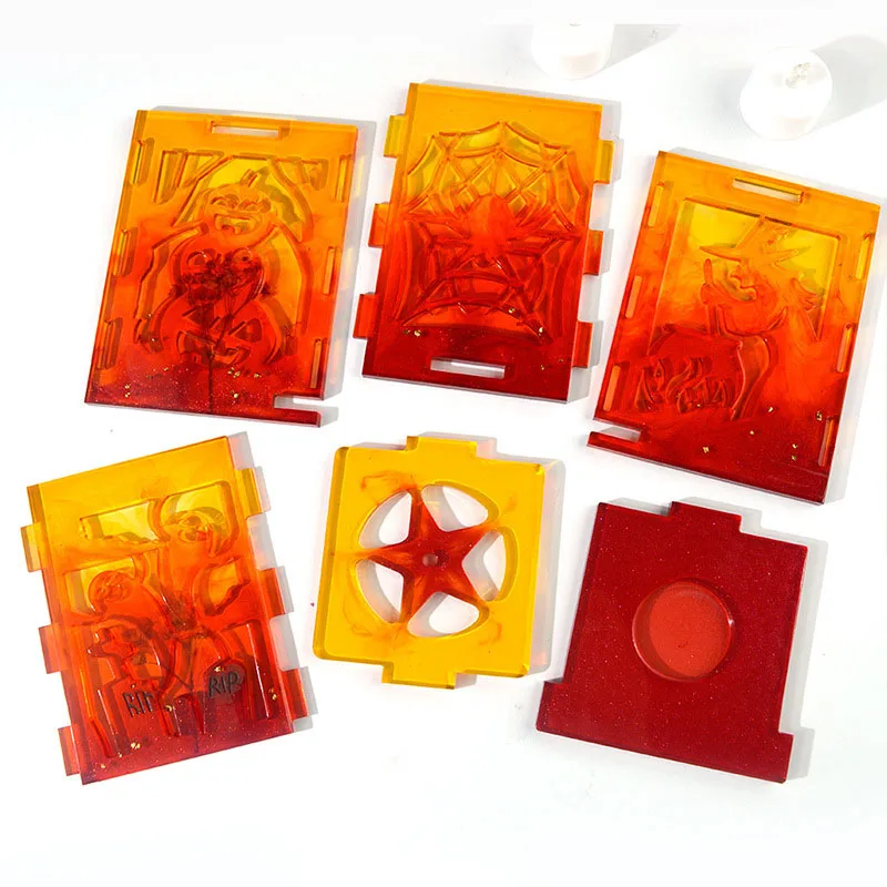 Wholesale New Design Halloween Lantern Resin Mold Funny Pumpkin Lantern Resin Mold For Home Decor