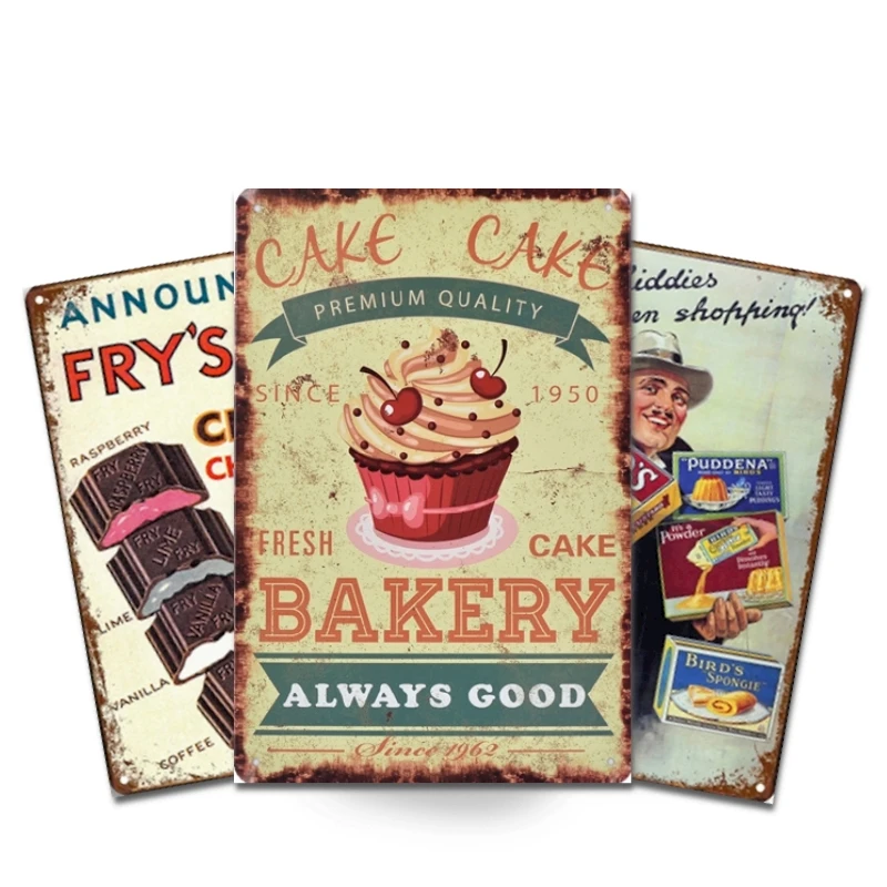 Canteen Food Vintage Metal Tin Signs, 20cm X 30cm, Hamburger Hot Dog Pizza Retro Metal signs for Cafe Kitchen Restaurant.