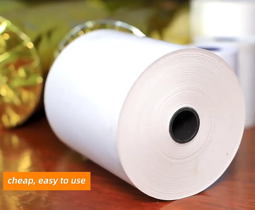 57x40mm pos receipt thermal paper roll with 55gsm 13mm plastic core