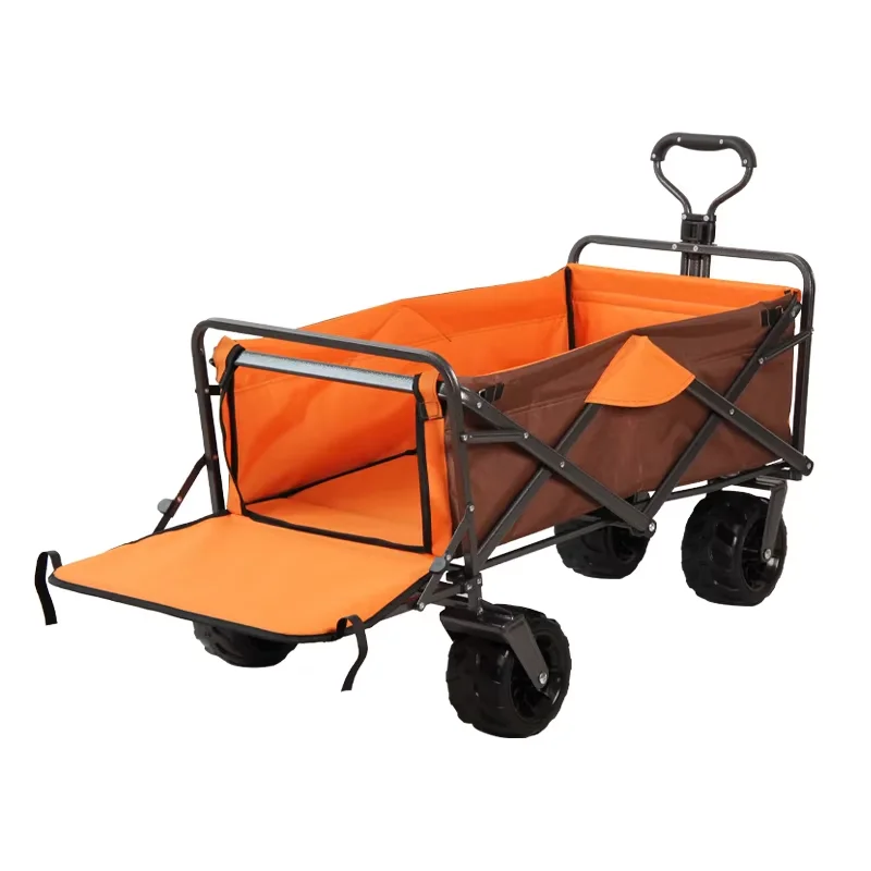 Large Capacity Volume Trolley With Tank Wheel Double Brakes And Bearing 2 In 1 Beach Wagon Folding Camping Cart