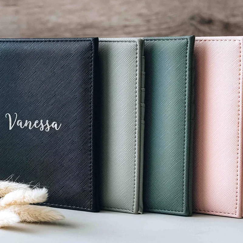 Custom RFID Blocking PU Saffiano Leather Travel Ms and Mr Passport Holder Luggage Tag Set