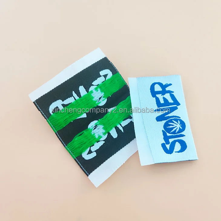 Custom private clothing brand personal design logo print woven label MOQ 100 woven label