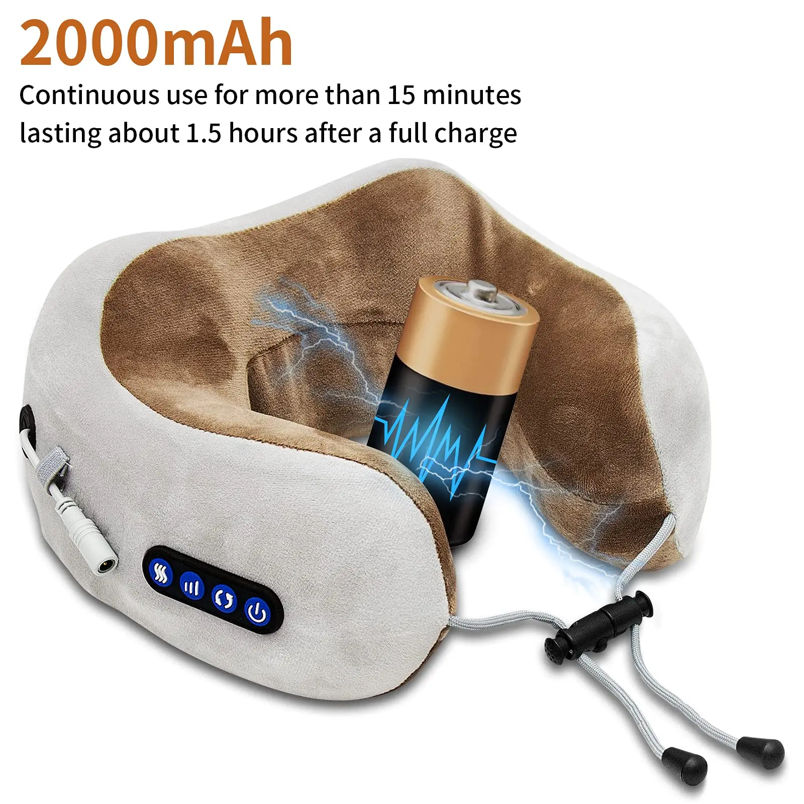 Neck Electric Shiatsu Back U Shaped Vibrating Home With Heat Relax Travel Sleep Lumbar 3d Waist Comfy Massage Pillow