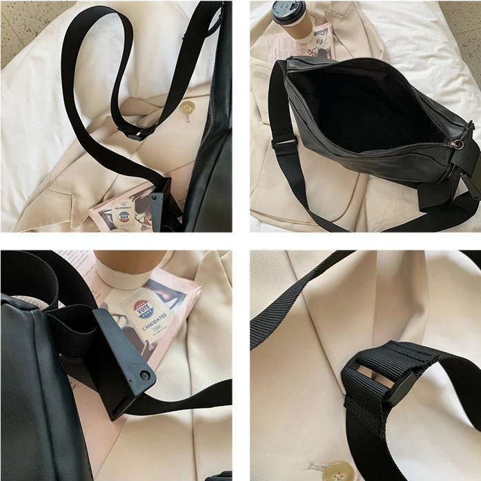 Korean Style PU Leather Tote Bag for Women Soft Large Crossbody Day Trip with Zipper Closure Bucket Pattern Print ODM Handbags