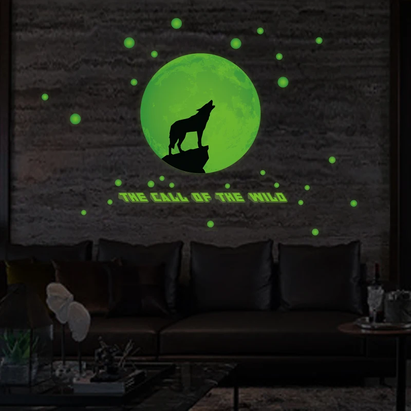 YIYAO Moonlight Wolf Luminous Stickers DIY home art Decor Wall Stickers