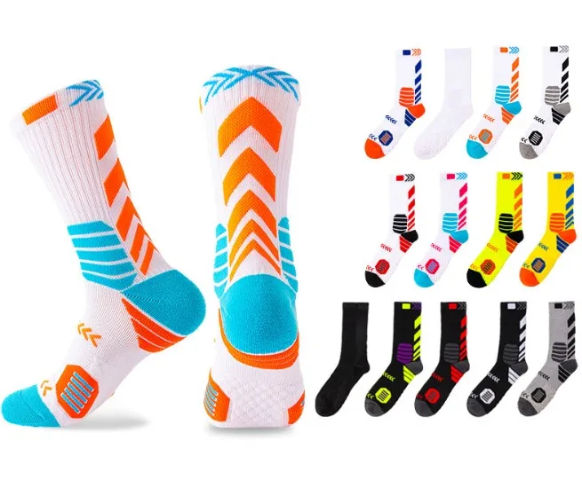 New Towel Men Basketball Socks Custom Colored Sport Crew Sock Fashion Trend Cotton Knitted Socks OEM Sweat-Absorbent Breathable