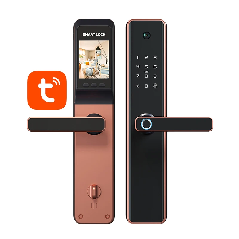 Security Keyless luxury Fingerprint Smart Door Lock Tuya Wifi Camera Anti theft Digital Home main Cat Eye door lock