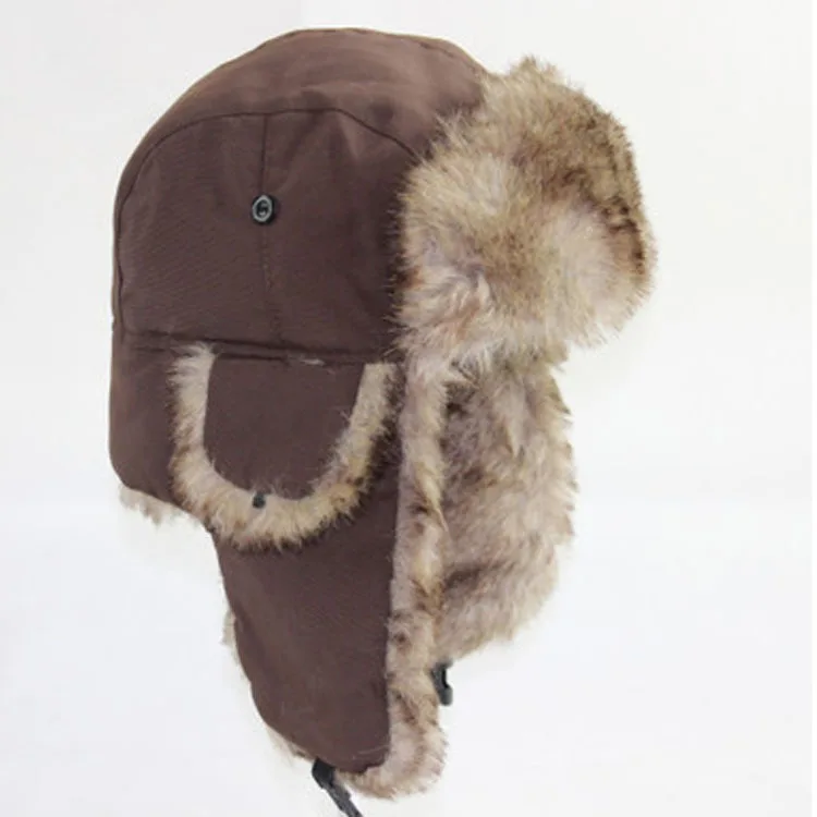 Russian Ushanka Trooper Trapper Aviator Bomber Hat Fur Lined Earflap Winter Cap