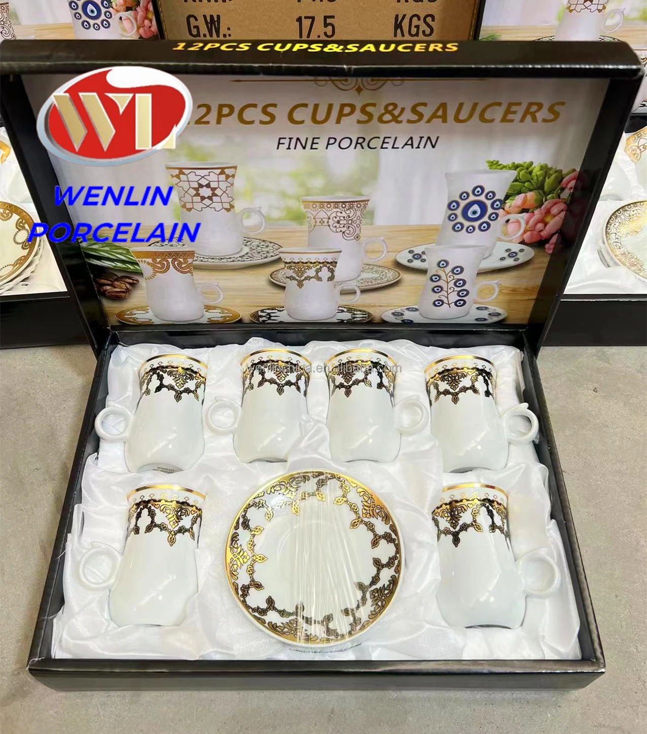 Private Label Gold Ceramic Coffee Tea Cups and Saucer Set Customize Mug Turkish Arabia Gift Habesha Dessert Ducks Kitchenware