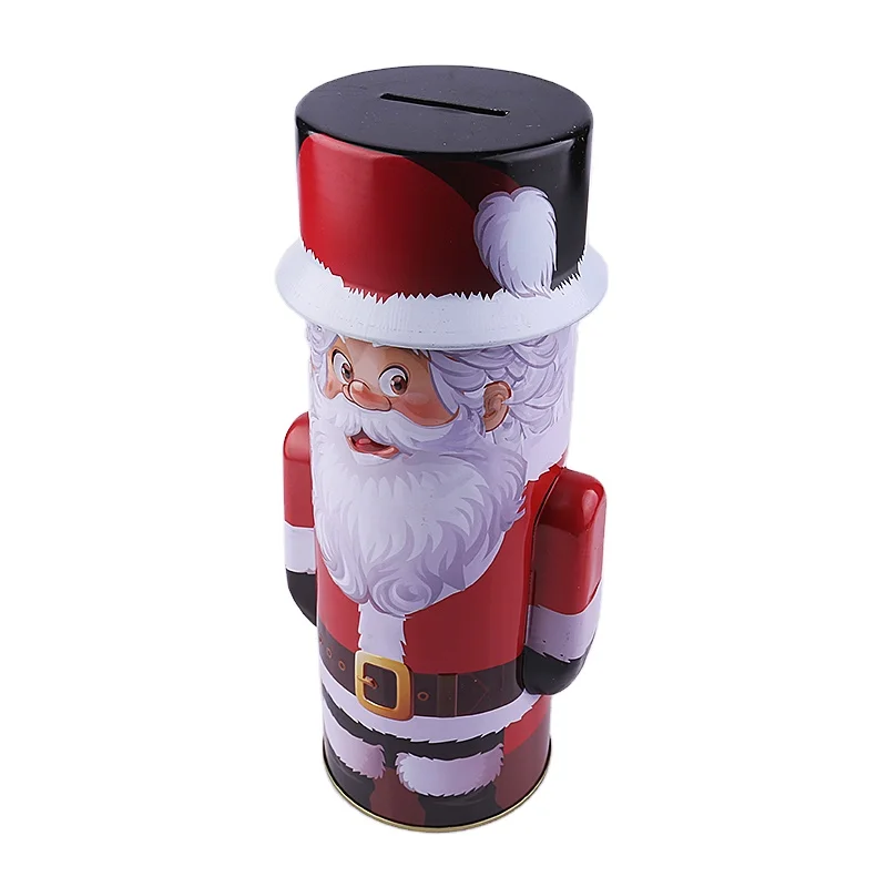 Christmas coin bank tin cans tin toy