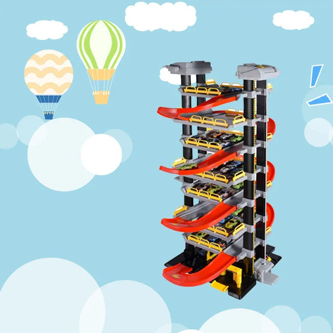 High quality kids game-friendly 5-story parking lot toys with music and escalators