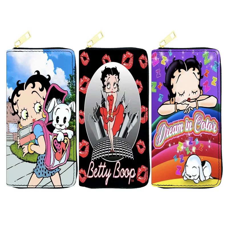 Cartoon Betty woman PU leather Coin Purse Ladies Student long wallet money clips