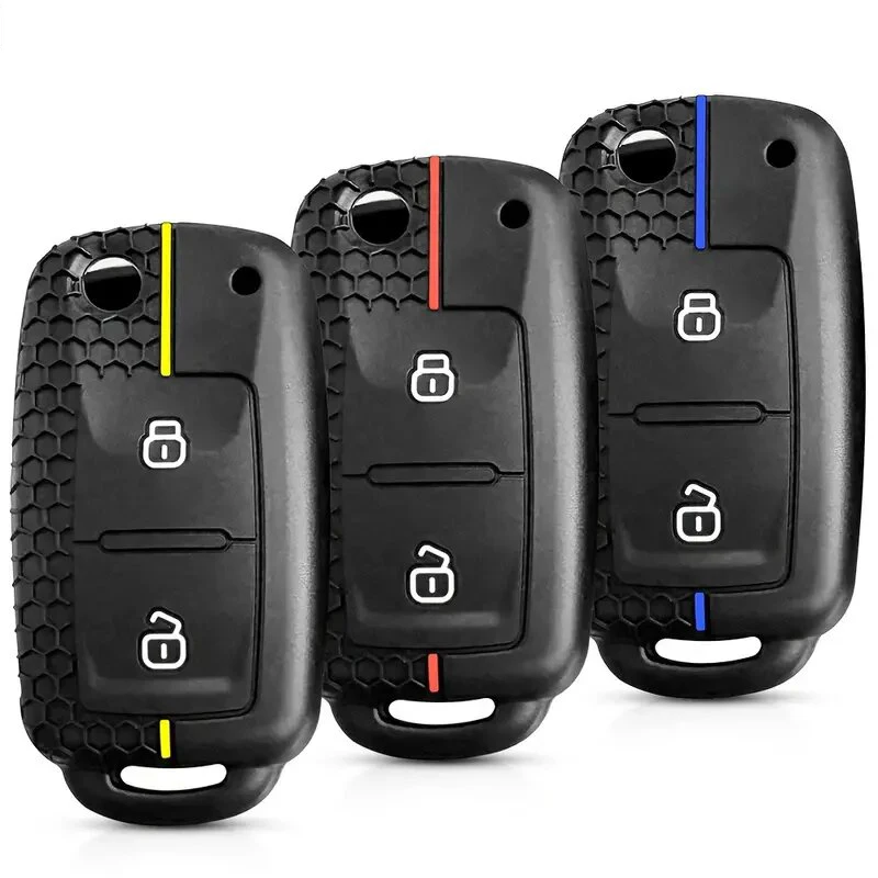2 Buttons Silicone Key Cover Car Key Case For Volkswagen Skoda SEAT Silicone Keyless Remote Car Key Fob Protector