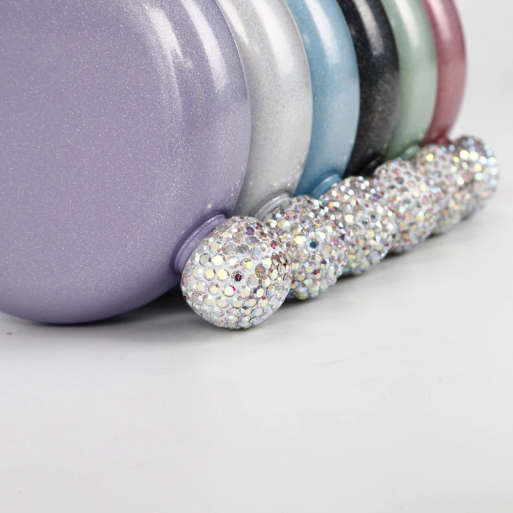 Стразы с алмазной крышкой из нержавеющей стали 5 унций круглая фляга