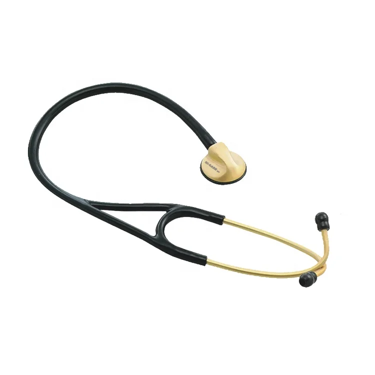 Matte Gold Plated Finish High Quality Cardiology Stethoscope Carton Box CE Hospital Convenient Manual Online Technical Support
