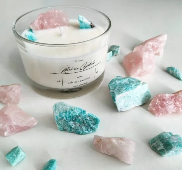 christmas large soy handmade authentic amethyst crystal soy candles