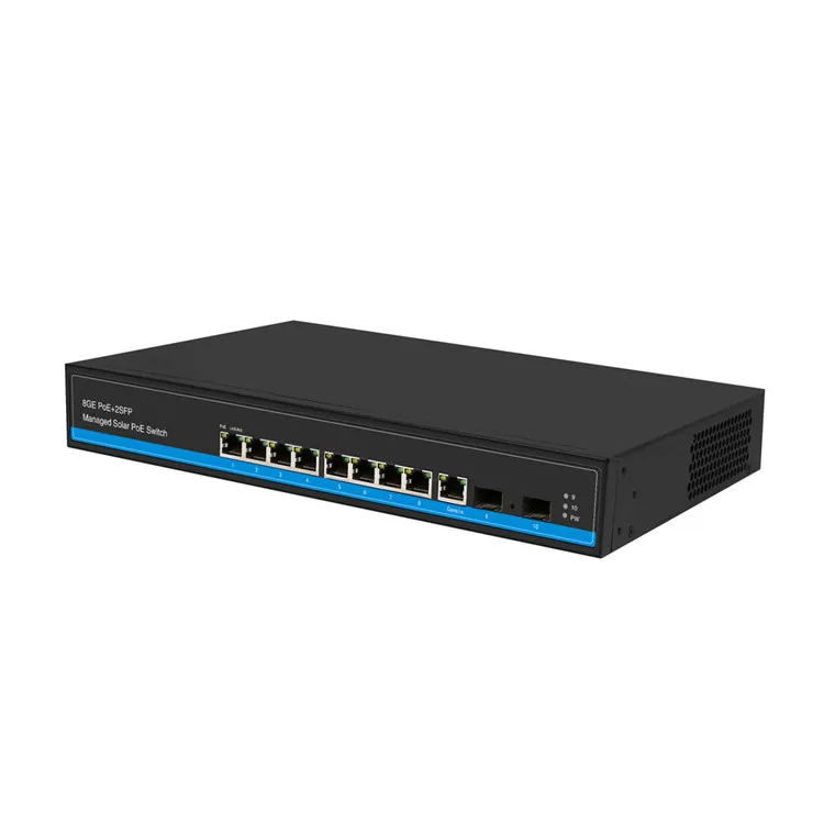 Управление 8 портов 24V 48v Gigabit Солнечный коммутатор питания через Ethernet Поддержка