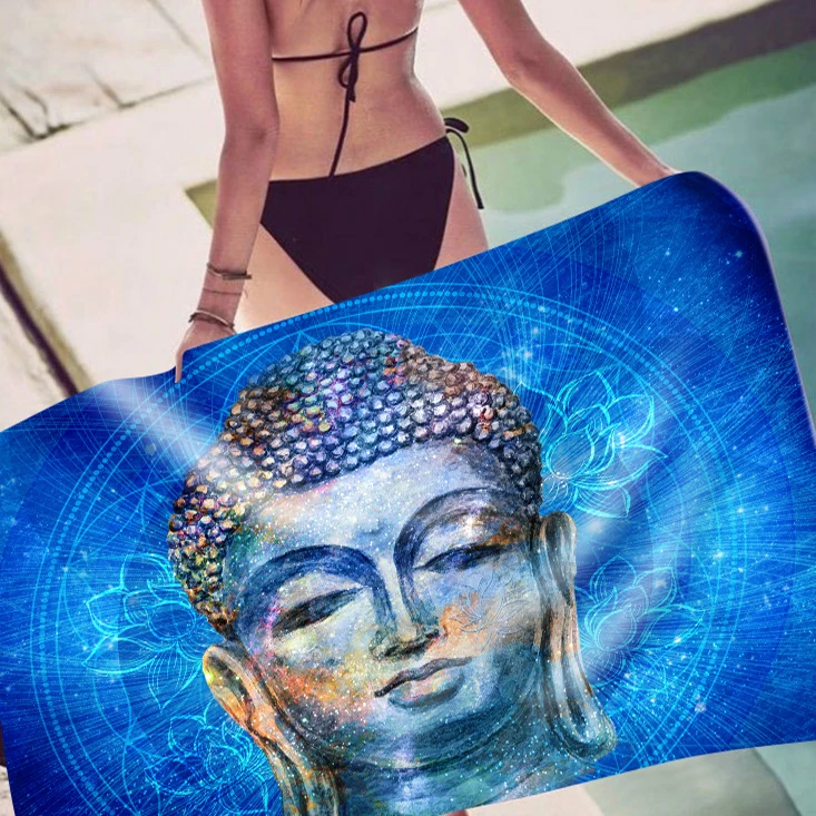 Buddhism Design Sand Free Microfiber Beach Towel Buddha Pattern Large Towel for Beach Sunbath Pool Super Absorbent Towel Beach