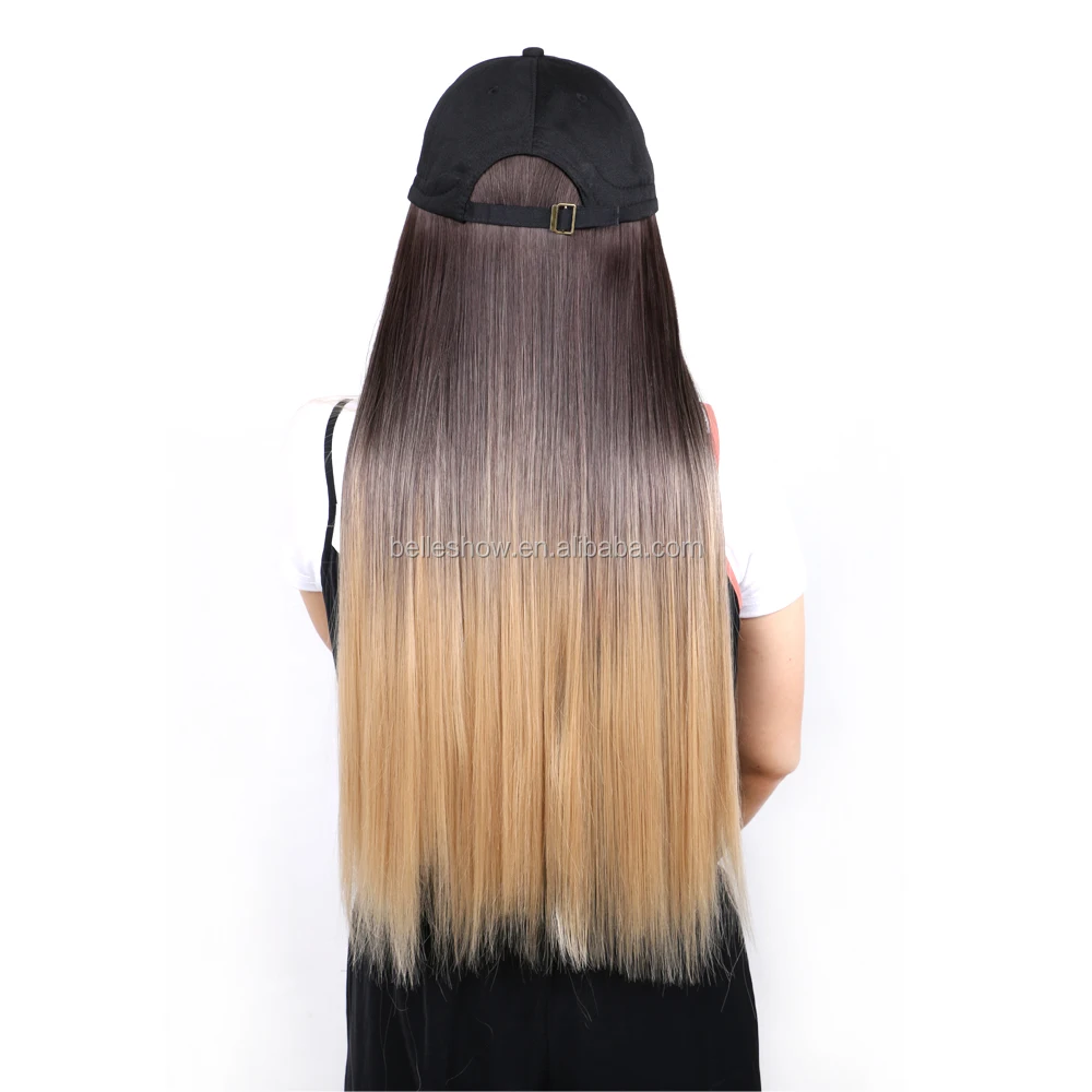 Hot sell Cheap Wholesale long black Baseball Caps straight Hair Wig Sale Low Price Black Long Wavy straight braid Baseball hat