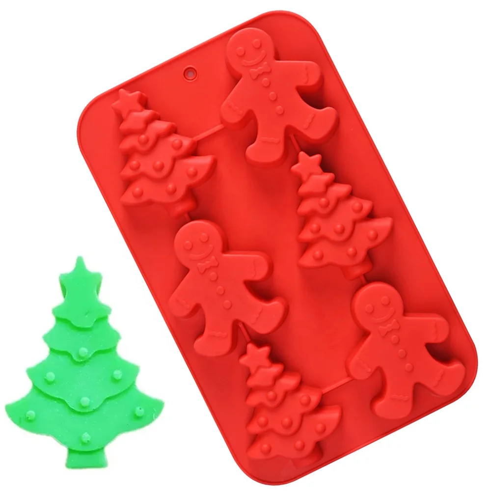 New Design Gingerbread Man Christmas Tree Soap Mold Cookies Baking Molds for Candle Making