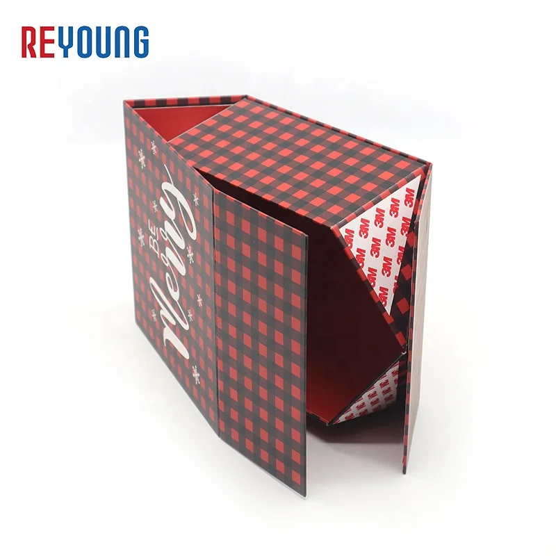 Custom Red And Black Squares Magnetic Book Boxes Packaging Newborn Shoes Gift Box For Sets With Lid