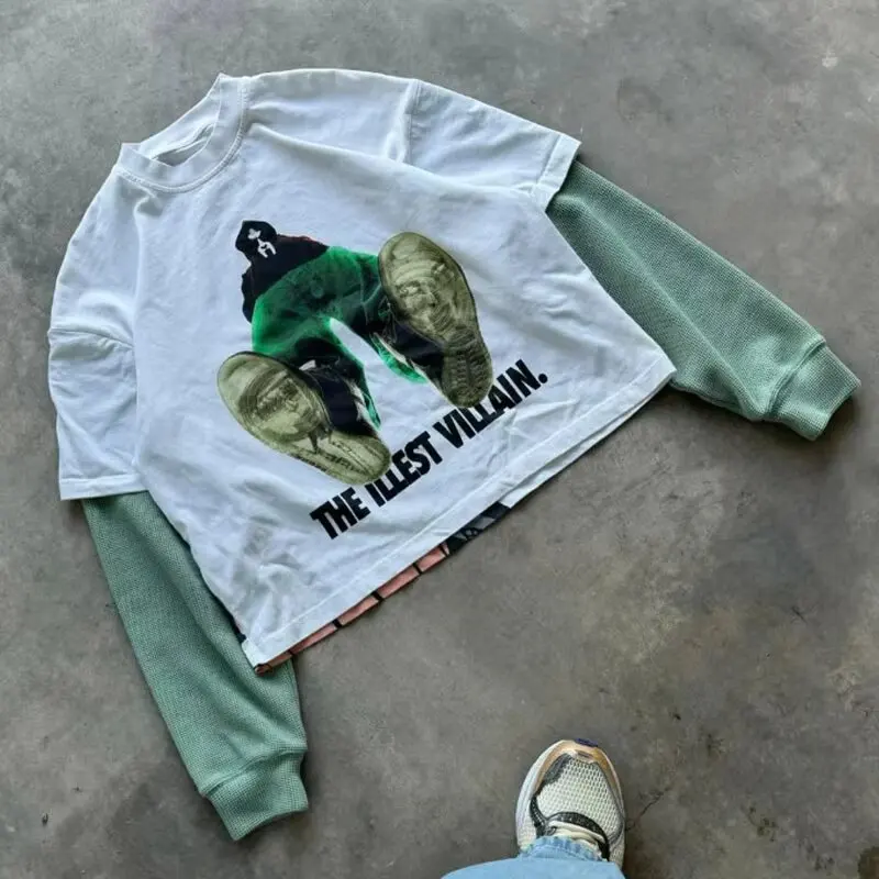 Custom Real Tree Hunt Double Layer Long Sleeve 320 Gsm Heavyweight Cotton Drop Shoulder Camo Terry Oversized Tshirt