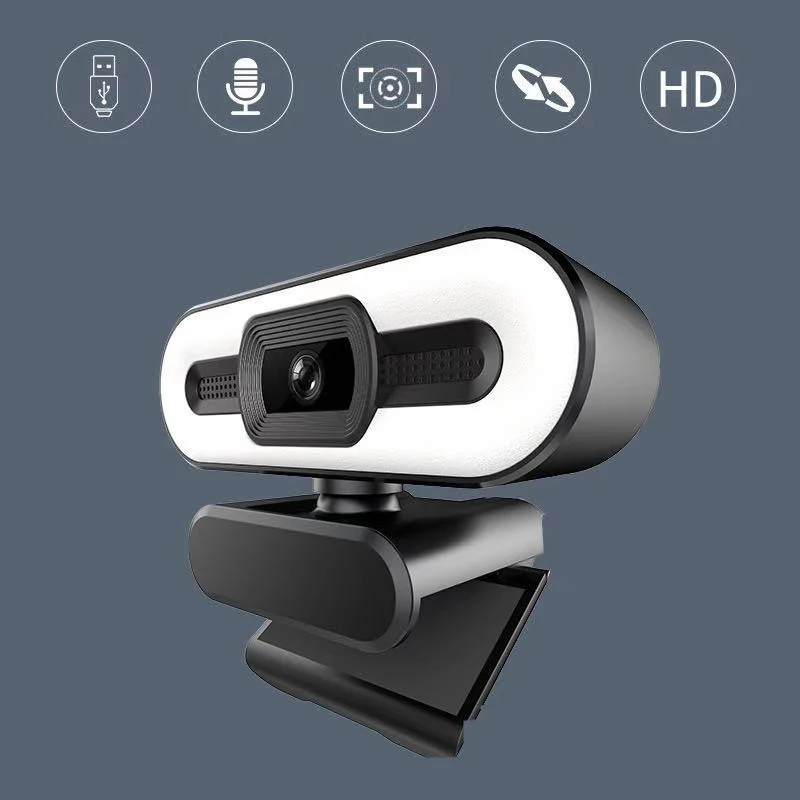 Webcam HD Webcam with Fill Light Rotatable Laptop Web Camera PC Computer Camera With Microphone For Youtube Video