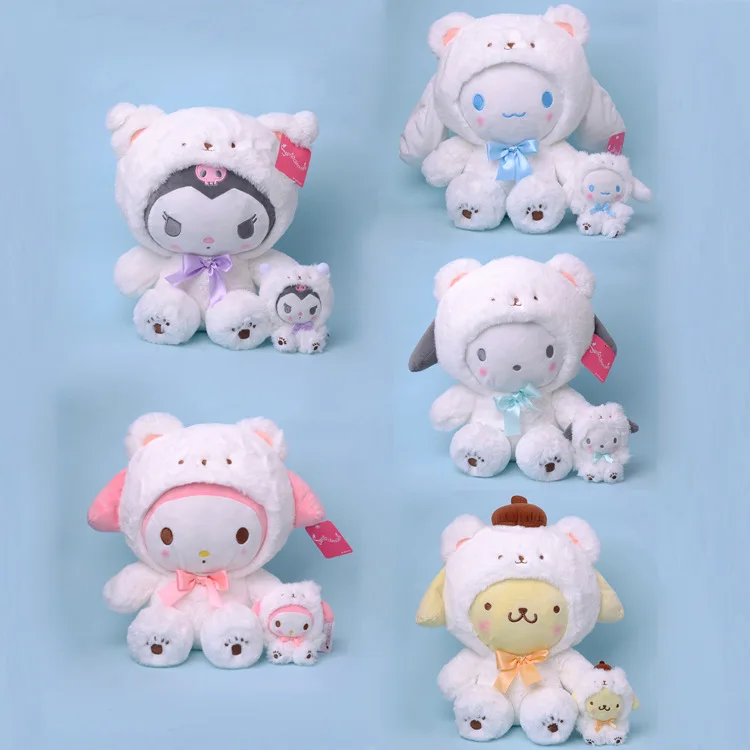 Kawaii Sanrio Plush Anime Doll  Kuromi Melody Cute Polar Bear Soft Plushies Stuffed Pendant Toys for Girls Gifts
