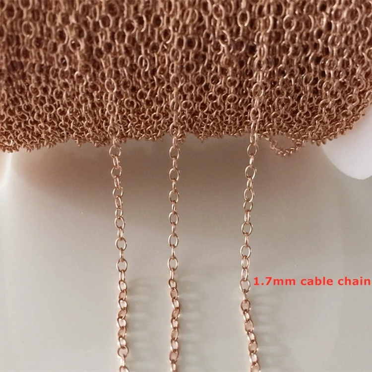 Best Selling 1.7mm permanent jewelry oval cable chain for making bracelet necklace 14k gold filled chain bulk