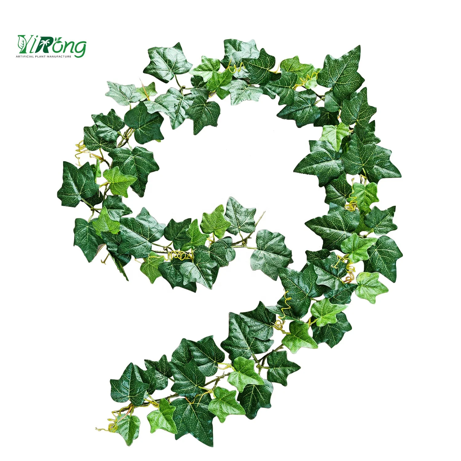 Uv protection Artificial Mallow Plant Plastic Silk Green Wall Hanging Rattan Leaves For Outdoor Garden Home Ceiling Decoration