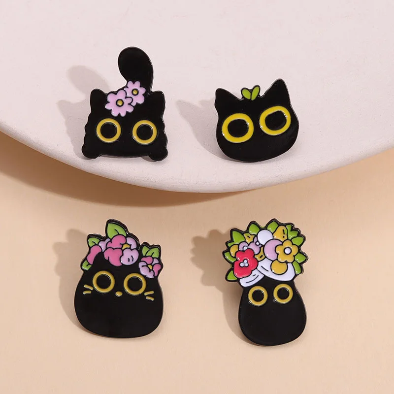 Factory Enamel Pins No Minimum Lapel Pin Corsage Music Cartoon Cute Black Cat Piano Note Alloy Custom Enamel Pin Anime