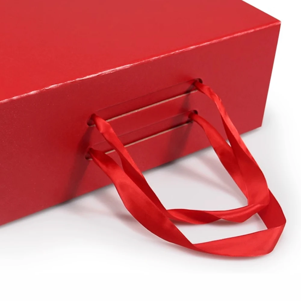 Custom Printing Packaging Magnet Closure Lid Cardboard Foldable Gift Box with Logo Clothing Paper Recyclable Luxury Rigid Red