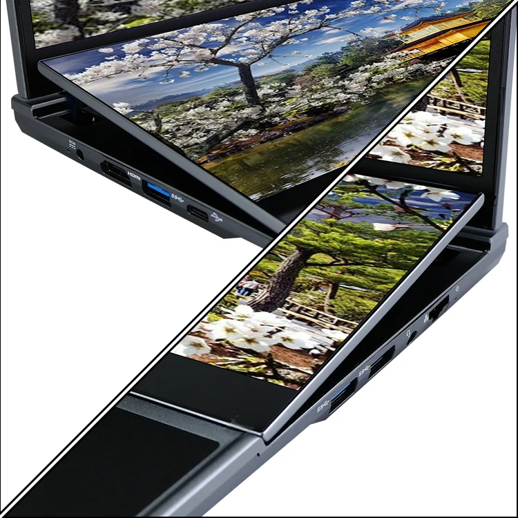 New 16 Inches Dual Core Double Screen with touch Mini Laptop Intel DDR4 12G Hard Drive 256 G Laptop Gaming Notebook