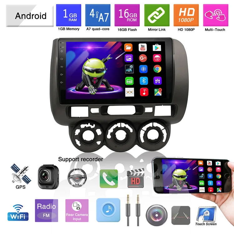 Автомобильная навигационная система Android 2 Din Dvd-плеер с сенсорным экраном радио стерео для Honda Fit RHD MT 2004 2005 2006 2007 2008